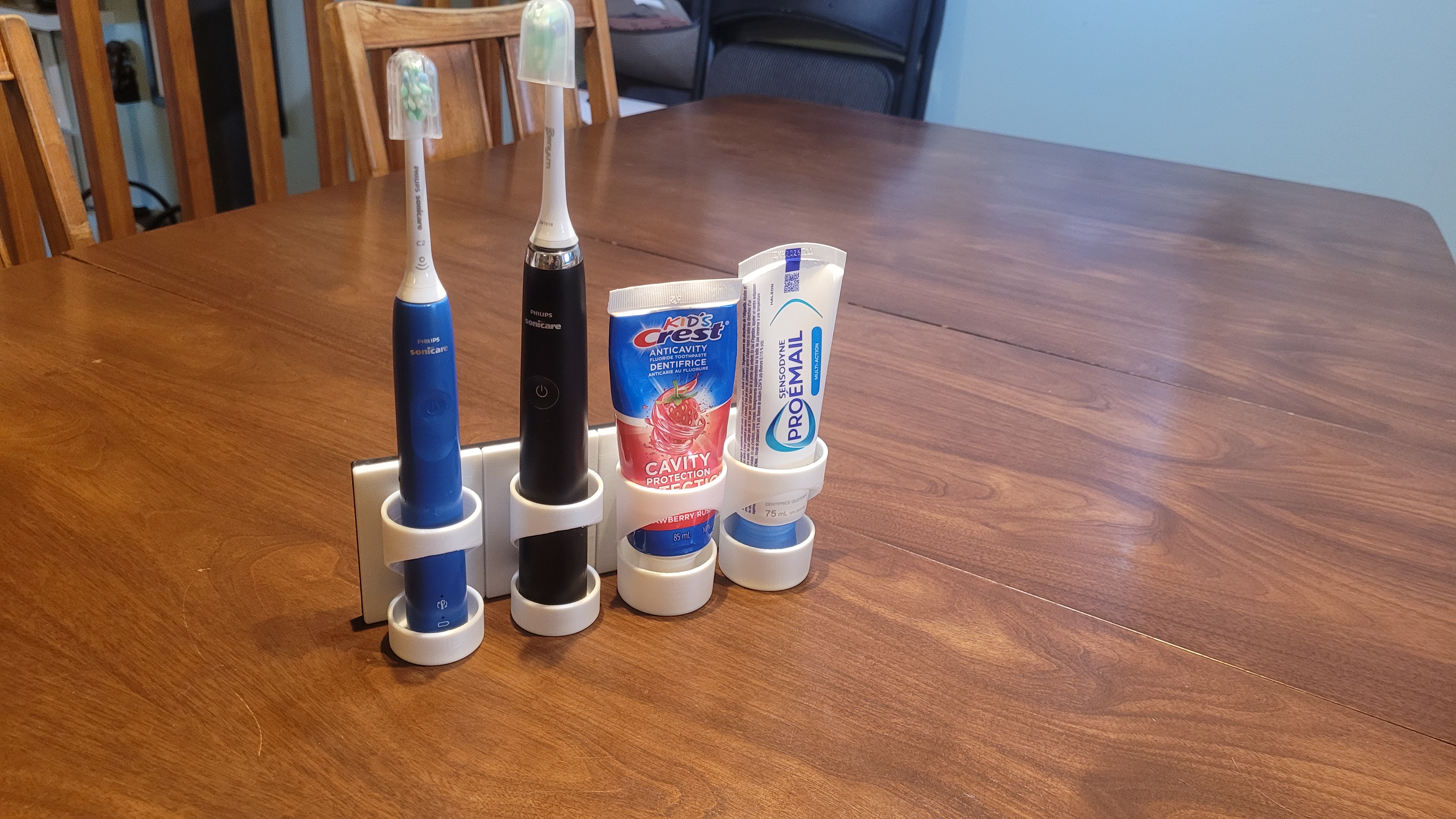 Toothbrush and toothpaste holder fully loaded